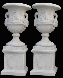 Marble Sculptured Flower Pot Planter Vases Garden