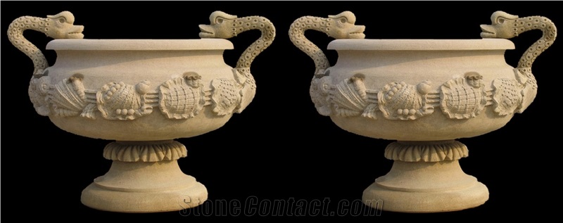Marble Sculptured Flower Pot Planter Vases Garden