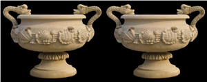 Marble Sculptured Flower Pot Planter Vases Garden