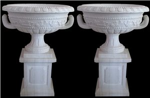 Marble Sculptured Flower Pot Planter Vases Garden