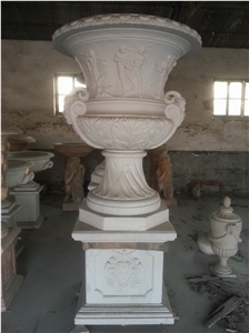 Marble Sculptured Flower Pot Planter Vases Garden