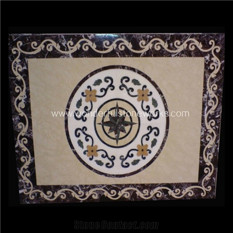 Marble Square Waterjet Medallion Floor Pattern