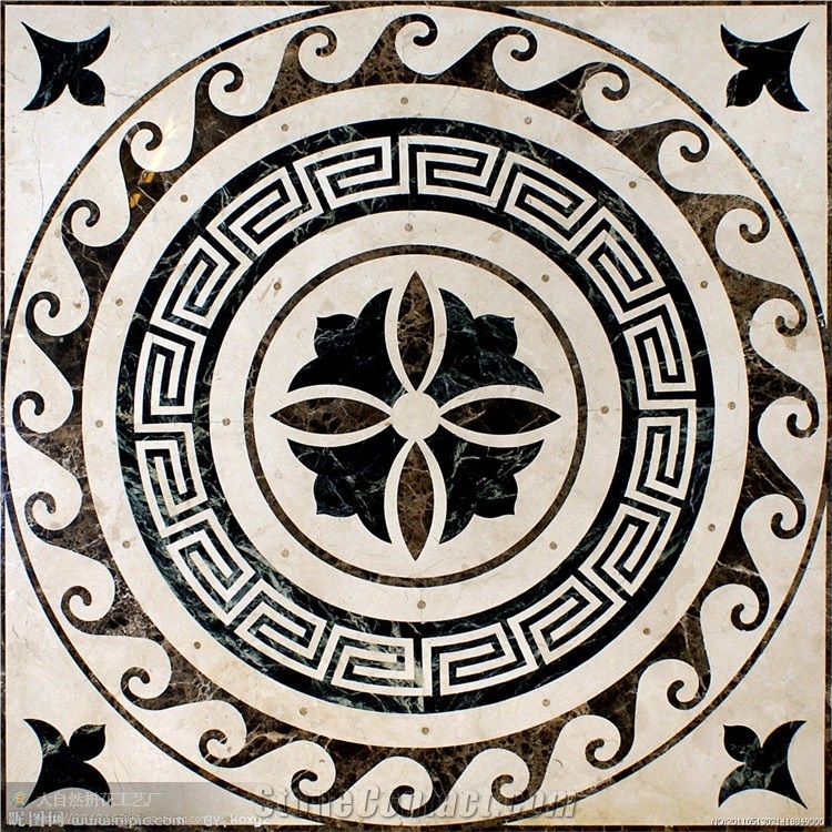 Marble Waterjet Medallion Mosaic Square Rossette
