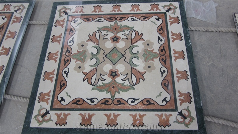 Marble Waterjet Medallion Mosaic Square Rossette