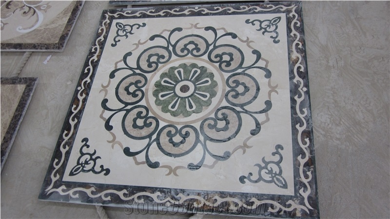 Marble Waterjet Medallion Mosaic Square Rossette