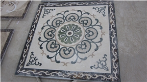 Marble Waterjet Medallion Mosaic Square Rossette