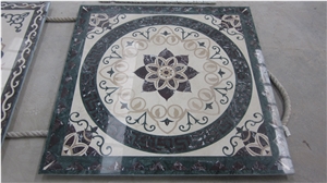 Marble Waterjet Medallion Mosaic Square Rossette