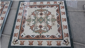 Marble Waterjet Medallion Mosaic Square Rossette