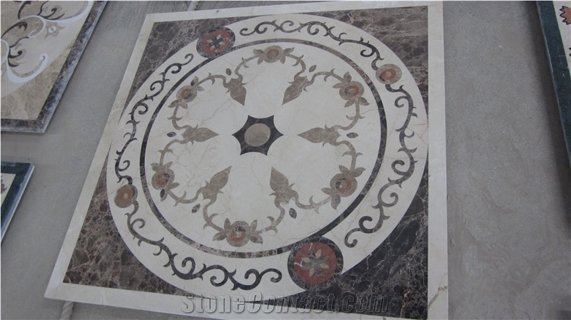 Marble Waterjet Medallion Mosaic Square Rossette