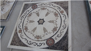 Marble Waterjet Medallion Mosaic Square Rossette