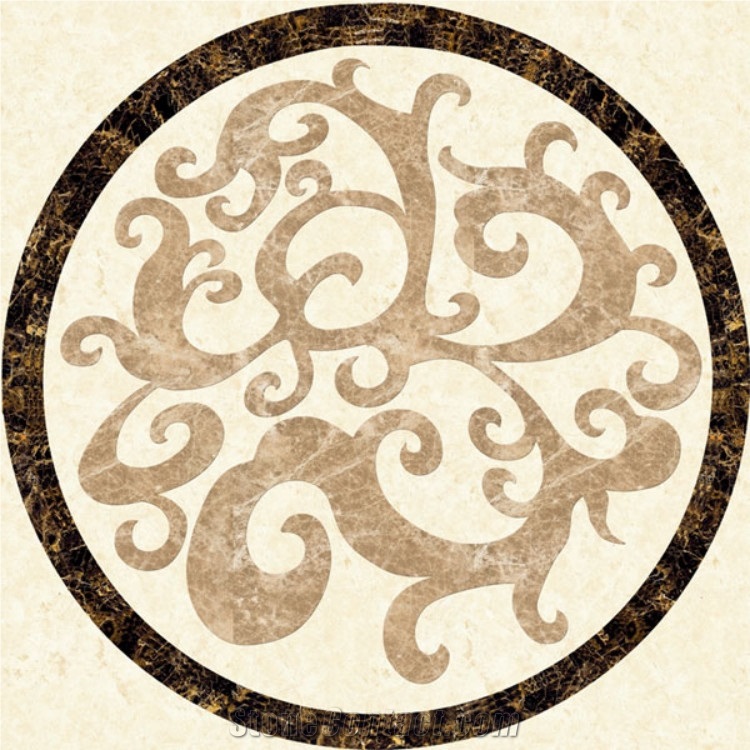 Marble Waterjet Medallion Mosaic Square Rossette