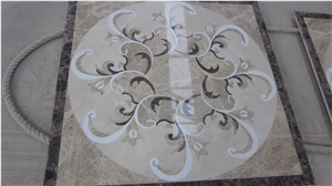 Marble Waterjet Medallion Mosaic Square Rossette