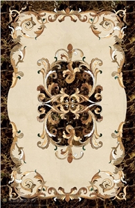 Marble Waterjet Medallion Mosaic Square Rossette