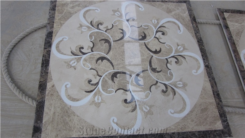 Marble Waterjet Medallion Mosaic Square Rossette