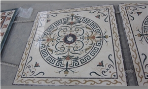 Marble Waterjet Medallion Mosaic Square Rossette