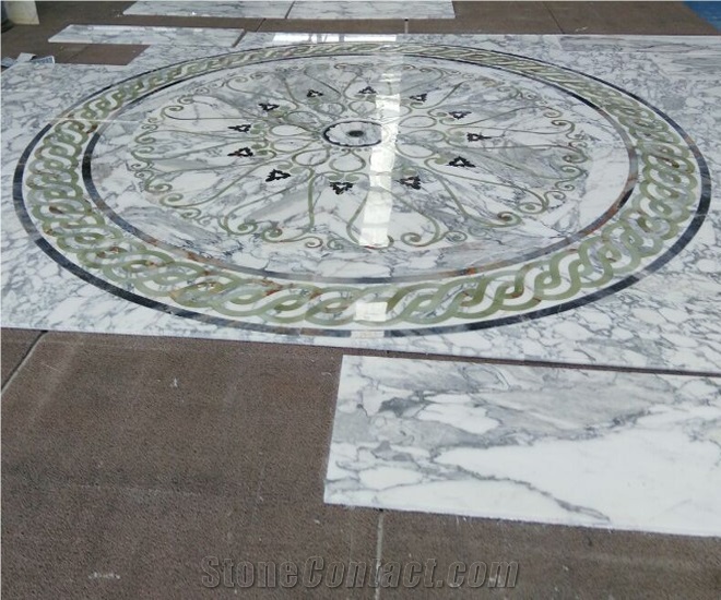 Marble Waterjet Medallion Mosaic Square Rossette