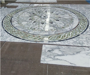 Marble Waterjet Medallion Mosaic Square Rossette