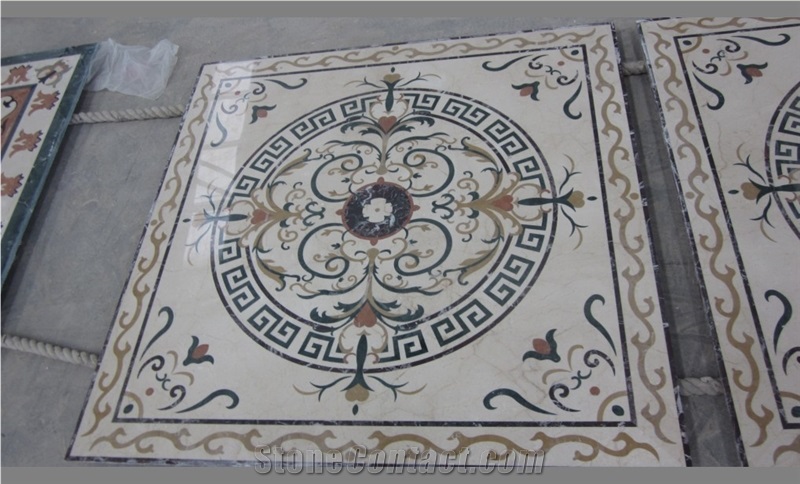 Marble Waterjet Medallion Mosaic Square Rossette