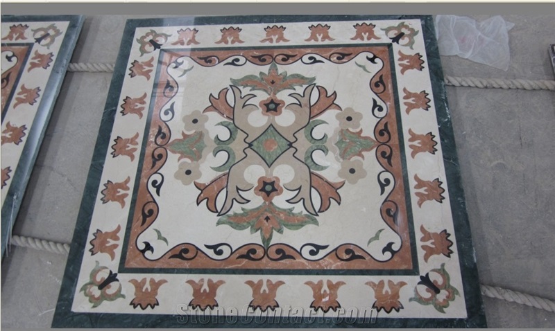Marble Waterjet Medallion Mosaic Square Rossette