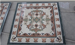 Marble Waterjet Medallion Mosaic Square Rossette