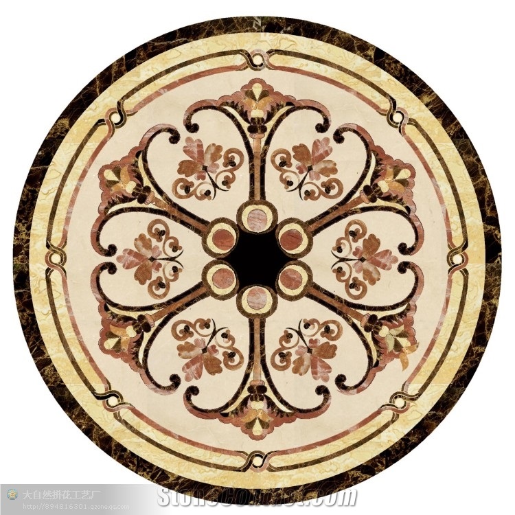 Marble Waterjet Medallion Mosaic Square Rossette