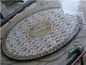 Marble Waterjet Medallion Mosaic Square Rossette