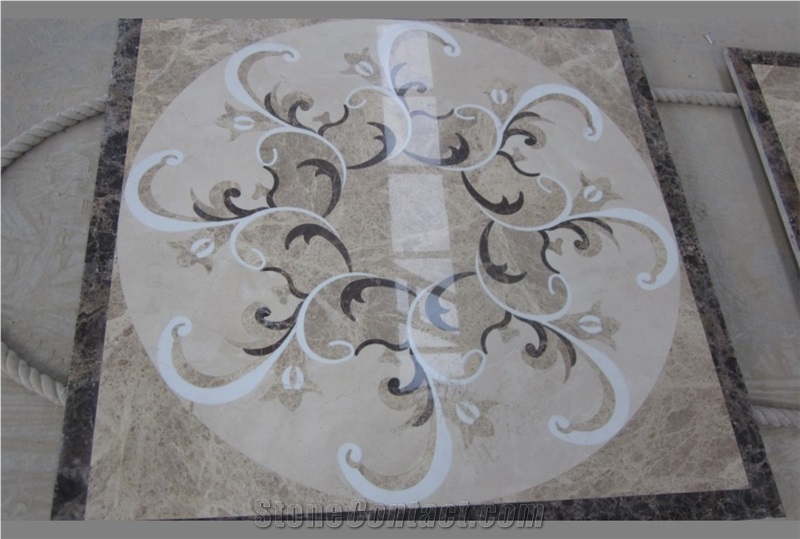 Marble Waterjet Medallion Mosaic Square Rossette