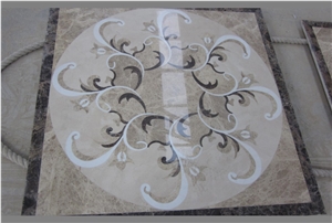 Marble Waterjet Medallion Mosaic Square Rossette