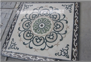 Marble Waterjet Medallion Mosaic Square Rossette
