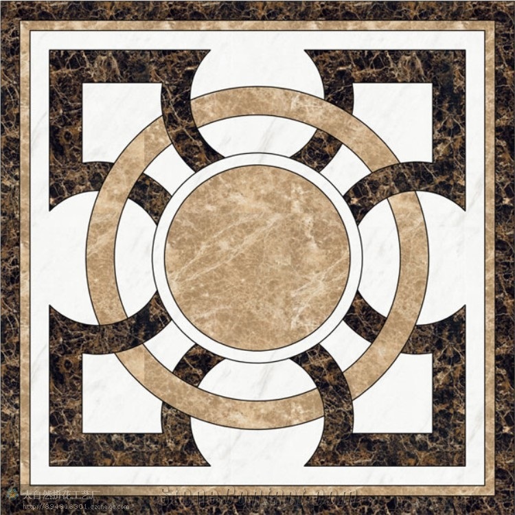 Marble Waterjet Medallion Mosaic Square Rossette