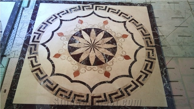 Marble Waterjet Medallion Mosaic Square Rossette