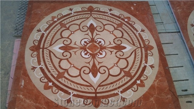 Marble Waterjet Medallion Mosaic Square Rossette