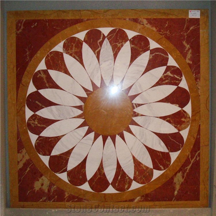 Marble Waterjet Medallion Mosaic Square Rossette