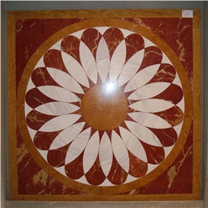 Marble Waterjet Medallion Mosaic Square Rossette