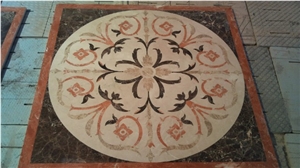 Marble Waterjet Medallion Mosaic Square Rossette