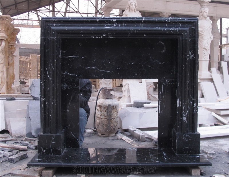 Nero Marquina Marble Fireplace Surrounds Mantels