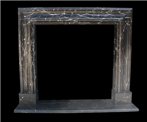 Nero Marquina Marble Stone Fireplace Mantel