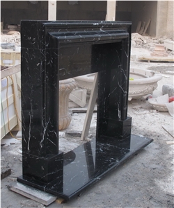 Nero Marquina Marble Stone Fireplace Mantel