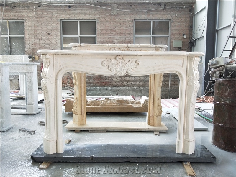 New Cream Marfil Marble Fireplace Surround Mantels