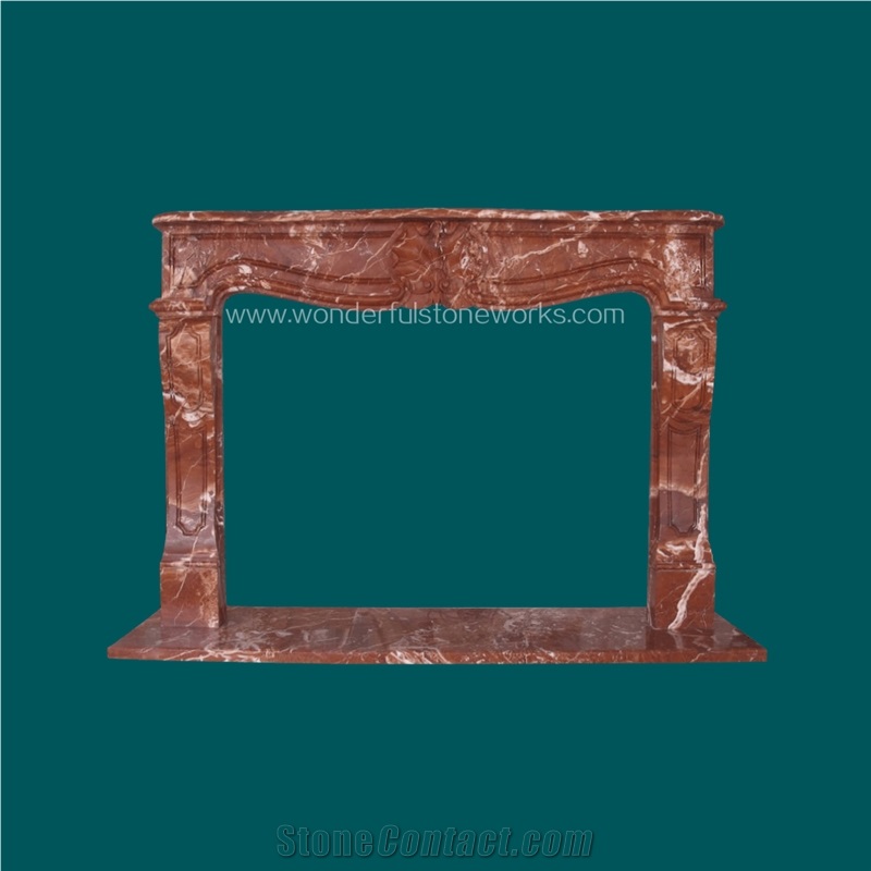 Red Rose Marble Fireplace Mantel Surround Hearth