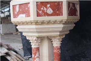 Red Rose Marble Fireplace Mantel Surround Hearth