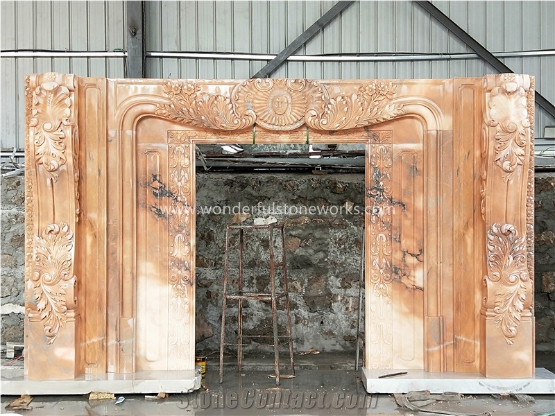 Sculptured Door Surround Frame Sun Glow Red Marble
