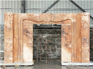 Sculptured Door Surround Frame Sun Glow Red Marble