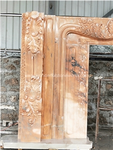 Sculptured Door Surround Frame Sun Glow Red Marble