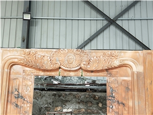 Sculptured Door Surround Frame Sun Glow Red Marble