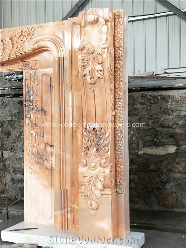 Sculptured Door Surround Frame Sun Glow Red Marble