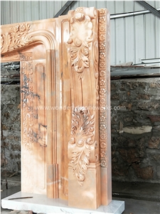Sculptured Door Surround Frame Sun Glow Red Marble