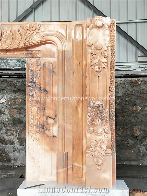 Sculptured Door Surround Frame Sun Glow Red Marble