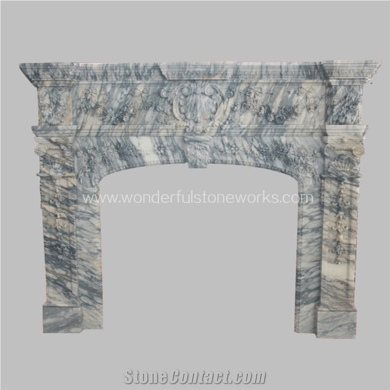 Sichuan White Marble Fireplace Mantel Surround