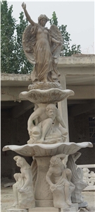 Stone Fountain Sculptured Garden Park Landscaping